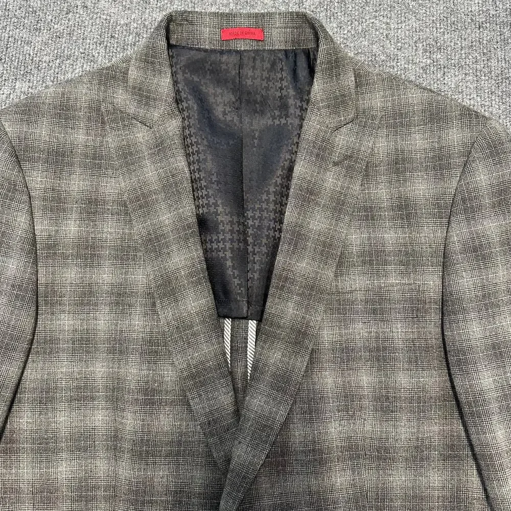 John Varvatos Men’s Deconstructed Soft Blazer Peak Label Plaid Sport Coat 40R